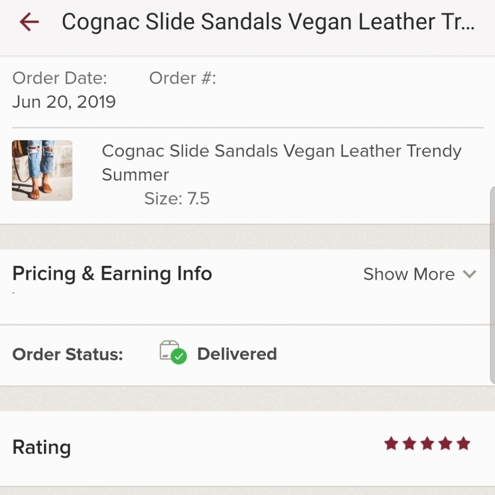 Cognac Slide Sandals Vegan Leather Trendy Summer - Picture 7 of 8